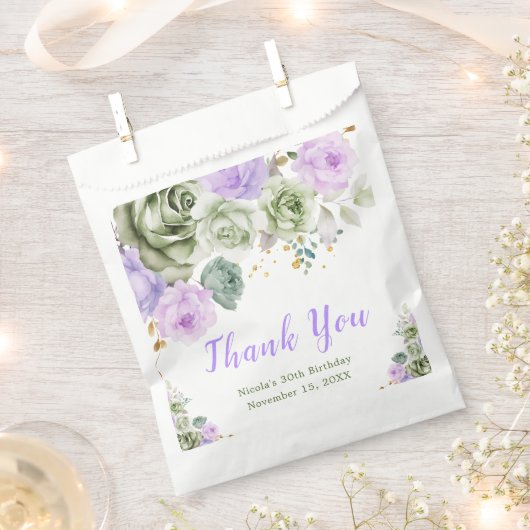 Grün und Lila Blüten Geburtstag Geschenktütchen (Ausgeschnitten)