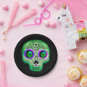 Grün und Lila glühend Zuckerkulösser Halloween Pappteller (Party)