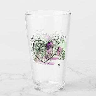Grün und Lila mit Whimsikherzen Glas