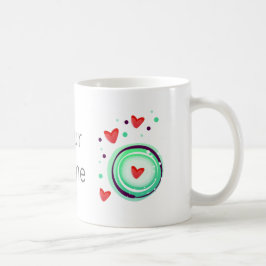 grün und lila, rotes Herz Kaffeetasse