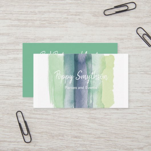 Grün-und Marine-Blau-Aquarell-Bürsten-Anschläge Visitenkarte (Vorderseite/Rückseite Beispiel)