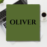Grün und Minimalistisch schwarz Notizblock<br><div class="desc">Olive Green Background und Black Stylish Minimalistischer Personalisierter Name . Sie können auch die Personalisierung entfernen und das elegante und minimale Design genießen.</div>
