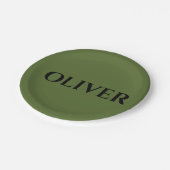 Grün und Minimalistisch schwarz Pappteller (Schrägansicht)