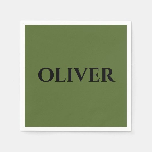 Grün und Minimalistisch schwarz Serviette (Vorderseite)