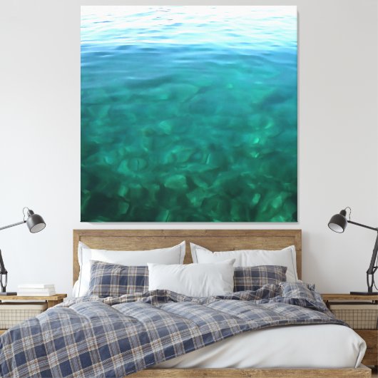 Grün und Minze Ozean Abstrakte Kunst Leinwanddruck (Insitu (Schlafzimmer))
