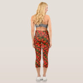 Grün und Orange Abstraktes Muster Capri Leggings (Rückseite)