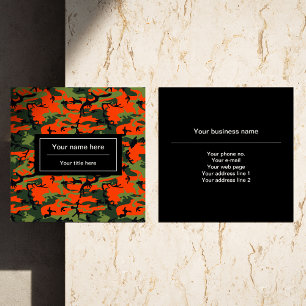 Grün und Orange Camo, Tarnung, Militär, Armee Quadratische Visitenkarte