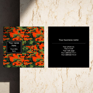 Grün und Orange Camo, Tarnung, Militär, Armee Quadratische Visitenkarte
