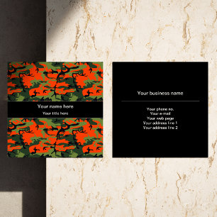 Grün und Orange Camo, Tarnung, Militär, Armee Quadratische Visitenkarte