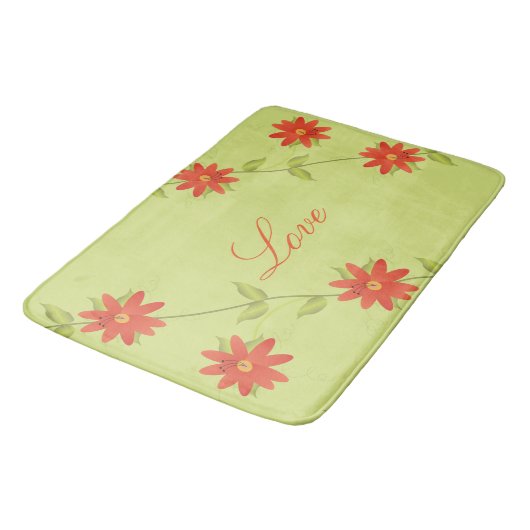 Grün und Orange Flows Badematte (Schrägansicht)