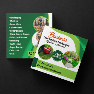 Grün- und Orange-Rasenpflege Landschaftsbau & Rase Quadratische Visitenkarte