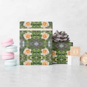 Grün und Orange Rose Blume Muster Blumenmuster Geschenkpapier