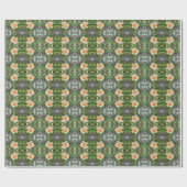 Grün und Orange Rose Blume Muster Blumenmuster Geschenkpapier (Flach)