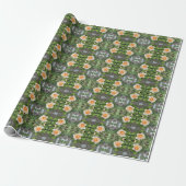Grün und Orange Rose Blume Muster Blumenmuster Geschenkpapier (Ungerollt)