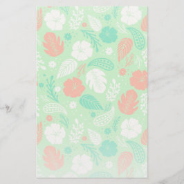 Grün- und Orangefarbenes tropisches Blattmuster Briefpapier