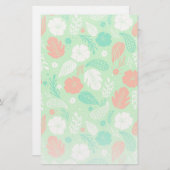 Grün- und Orangefarbenes tropisches Blattmuster Briefpapier (Vorne/Hinten)