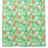 Grün- und Orangefarbenes tropisches Blattmuster Duschvorhang (Vorderseite)