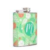 Grün- und Orangefarbenes tropisches Blattmuster Flachmann (Rechts)