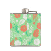 Grün- und Orangefarbenes tropisches Blattmuster Flachmann (Rückseite)