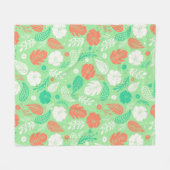 Grün- und Orangefarbenes tropisches Blattmuster Fleecedecke (Vorderseite (Horizontal))