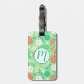 Grün- und Orangefarbenes tropisches Blattmuster Gepäckanhänger (Rückseite vertikal)