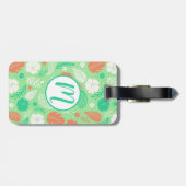 Grün- und Orangefarbenes tropisches Blattmuster Gepäckanhänger (Rückseite horizontal)