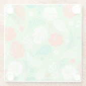 Grün- und Orangefarbenes tropisches Blattmuster Glasuntersetzer (Rückseite)