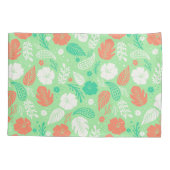 Grün- und Orangefarbenes tropisches Blattmuster Kissenbezug (Rückseite)