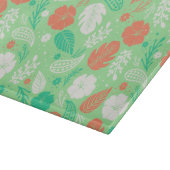 Grün- und Orangefarbenes tropisches Blattmuster Schneidebrett (Ecke)