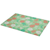 Grün- und Orangefarbenes tropisches Blattmuster Schneidebrett (Ecke)