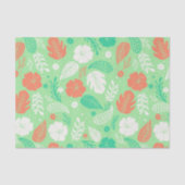 Grün- und Orangefarbenes tropisches Blattmuster Seidenpapier (Vorderseite)