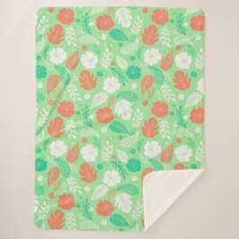 Grün- und Orangefarbenes tropisches Blattmuster Sherpadecke