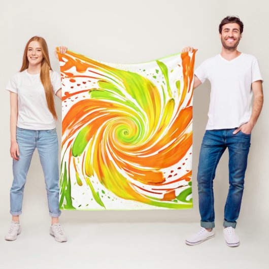 Grün- und Orangenspiraldesign Fleecedecke (Beispiel)
