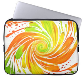 Grün- und Orangenspiraldesign Laptopschutzhülle