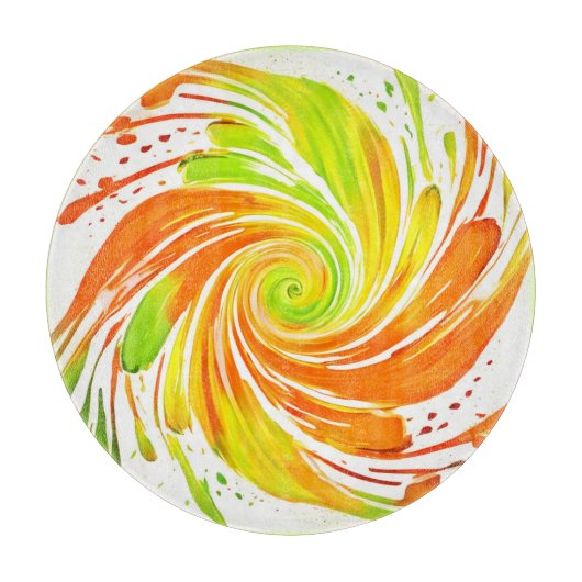 Grün- und Orangenspiraldesign Schneidebrett (Vorderseite)