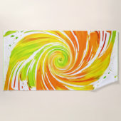 Grün- und Orangenspiraldesign Strandtuch (Vorderseite)
