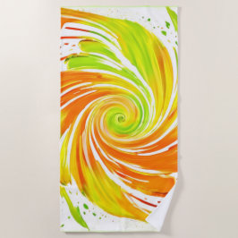 Grün- und Orangenspiraldesign Strandtuch