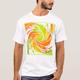 Grün- und Orangenspiraldesign T-Shirt