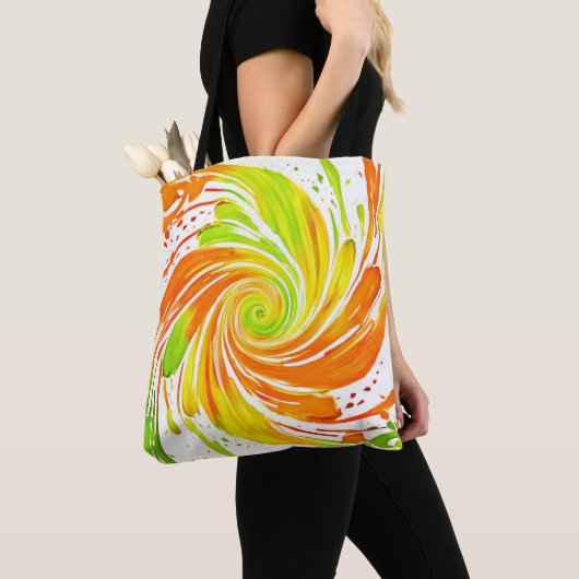 Grün- und Orangenspiraldesign Tasche (Von Nahem)