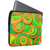 Grün- und Orangenspirale Laptopschutzhülle (Vorne Rechts)