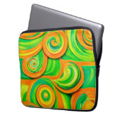 Grün- und Orangenspirale Laptopschutzhülle (Vorderseite Links)