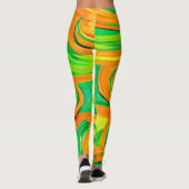 Grün- und Orangenspirale Leggings (Rückseite)