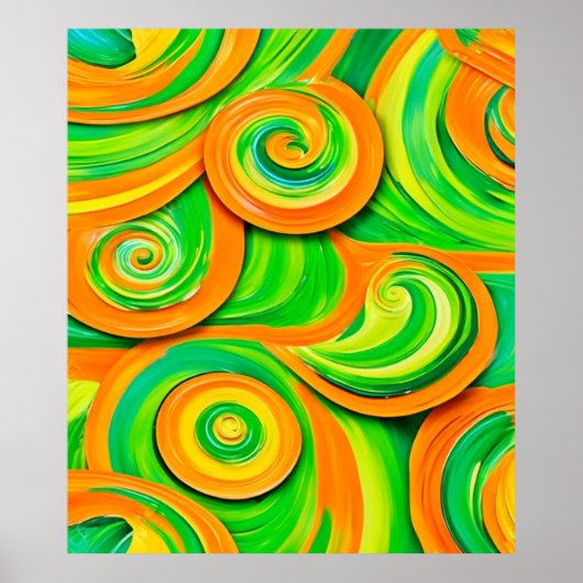 Grün- und Orangenspirale Poster (Vorne)