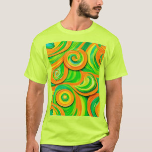 Grün- und Orangenspirale T-Shirt