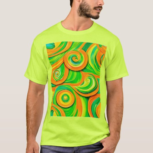 Grün- und Orangenspirale T-Shirt (Vorderseite)