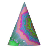 Grün und Peach Fraktal Geburtstag Partyhütchen (Links)