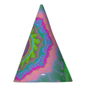 Grün und Peach Fraktal Geburtstag Partyhütchen (Rechts)