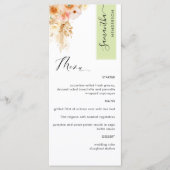 Grün und Pfirsichblau Personalisiert mit dem Namen Menükarte (Vorderseite)