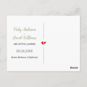 Grün und pfirsichfarbene Hochzeit Sichern des Date Postkarte (Rückseite)