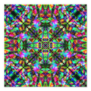 Grün und Regenbogen-Mandala-Muster Fotodruck